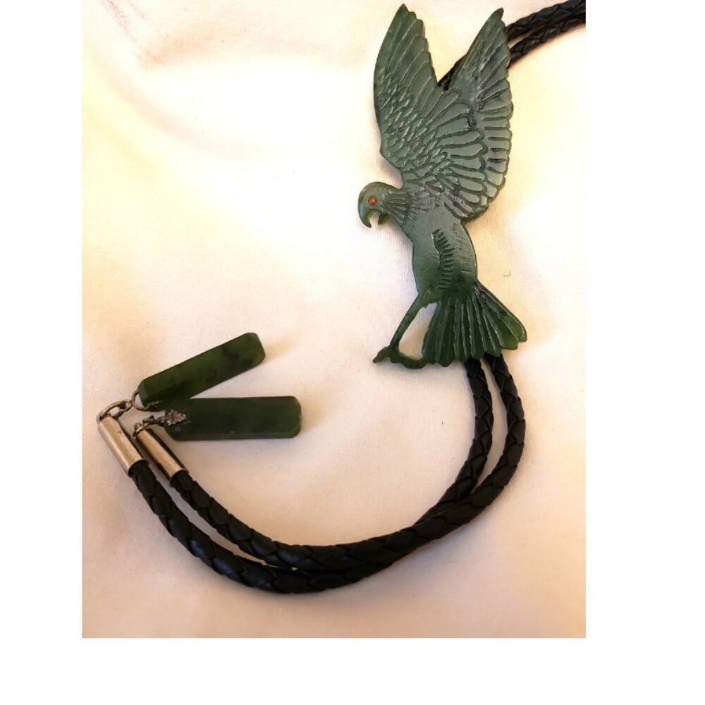 Eagle Bolo Tie Vintage 1950 Signed BENNETT PAT. PEND. C-31 Green